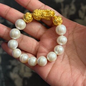 24k Solid Gold Pixiu Piyao Edison Freshwater knotted Bracelet